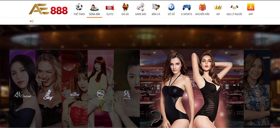 Sảnh casino trực tuyến AE888 với dealer livestream 24/7